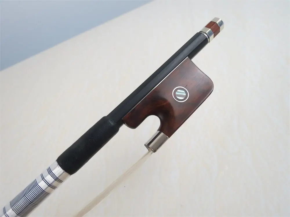 

1pcs strong black Carbon fiber viola bow,white bow hair,snakewood fro