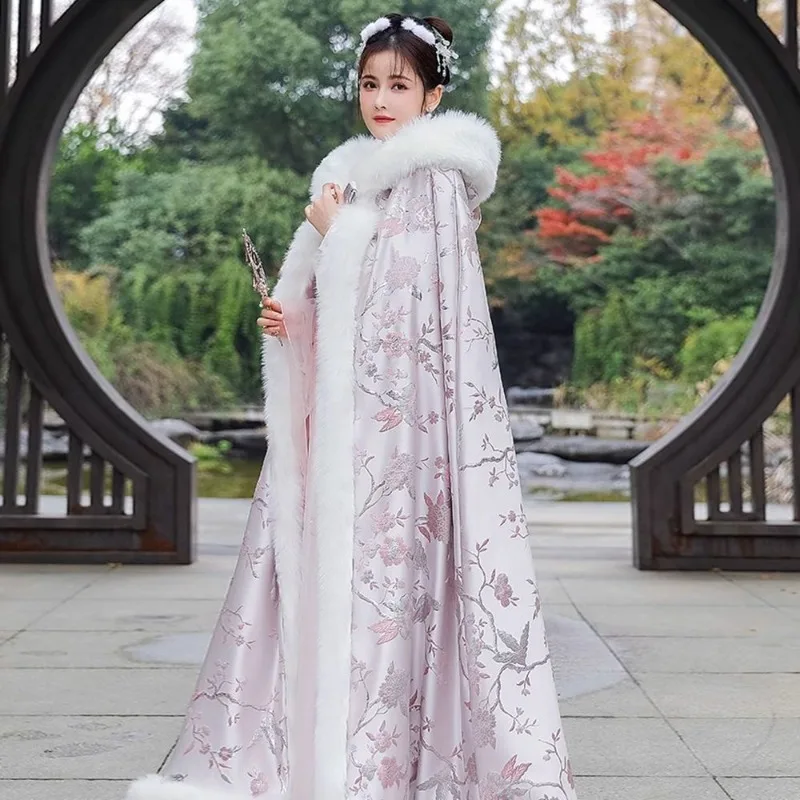 

Верхнее пальто, новая розовая зимняя длинная накидка в стиле принцессы, теплое и плотное модное удобное теплое и индивидуальное пальто в китайском стиле