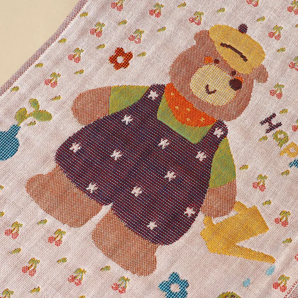 25x48cm Large Hand Towel Cartoon 4 Layer Cotton Gauze Pure Cotton Dish Cloth Decorative Quick Dry Tea Towel for Kids Children
