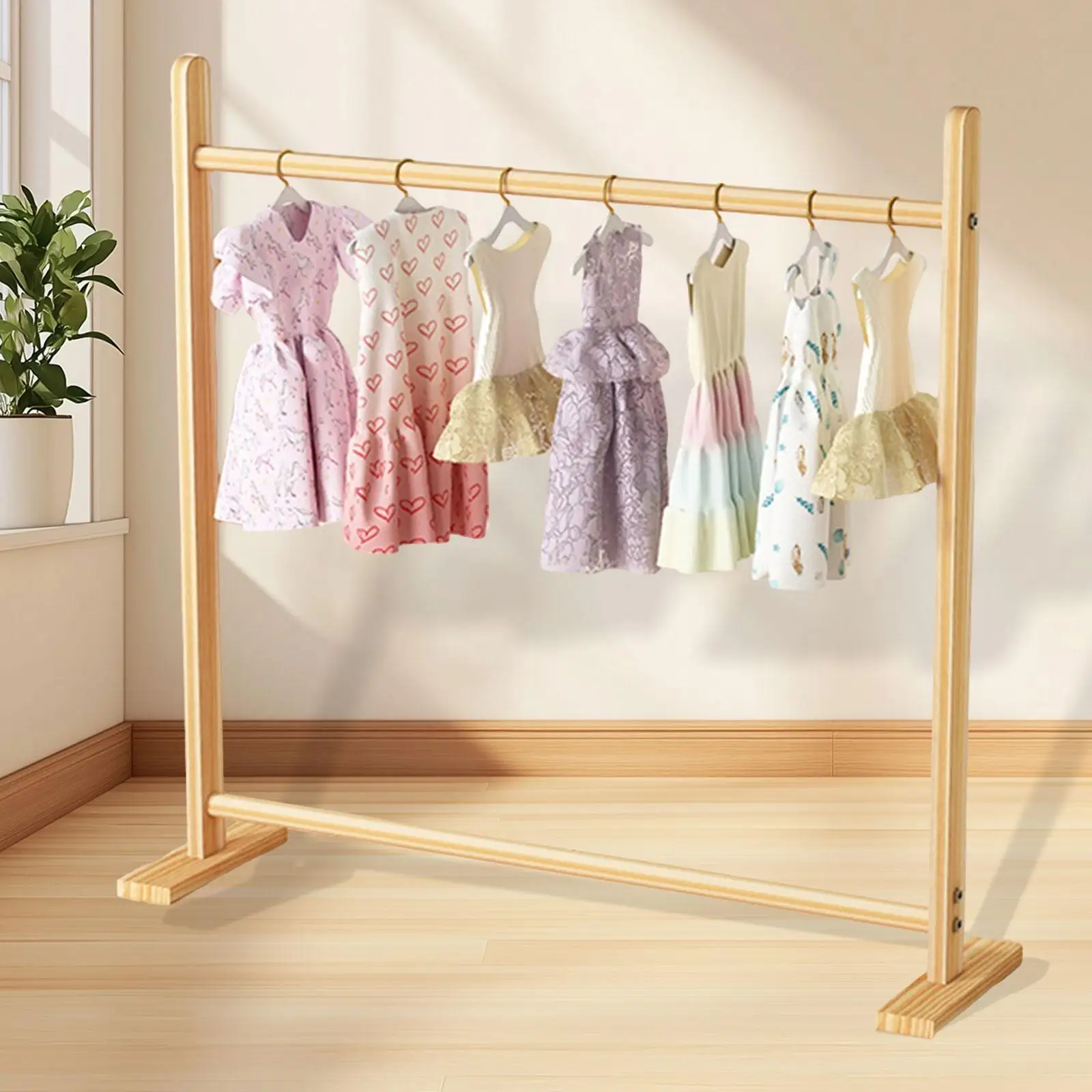 Pet Clothes Rack Multifunctional Simple Stable Display Stand Freestanding Wooden Pet Hanger for Shoes Toys Cats Bedroom Hats