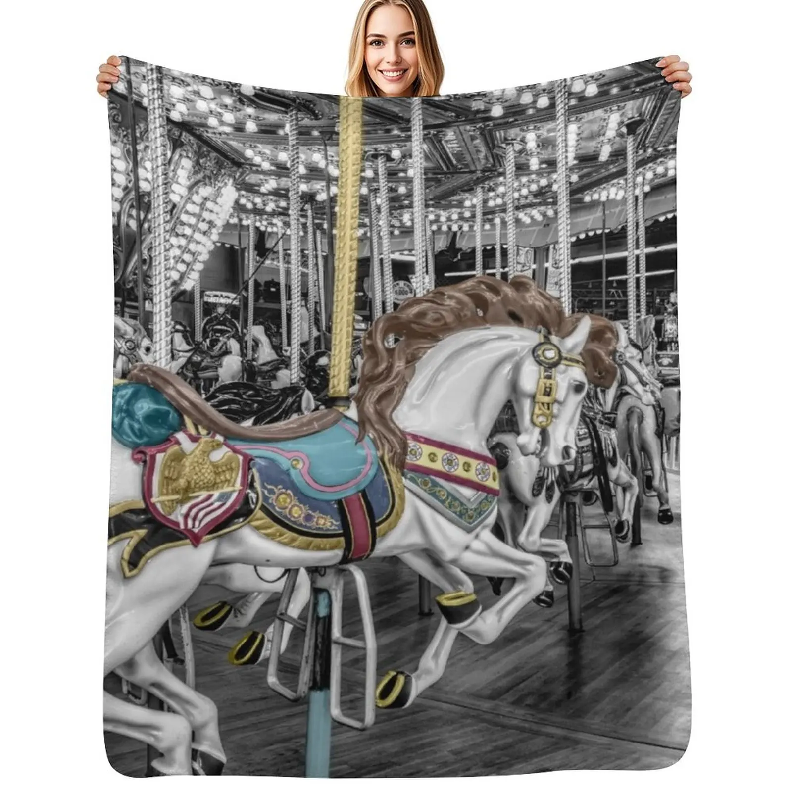 

Classic horse carousel Throw Blanket Thermals For Travel Tourist Camping Decorative Sofa Blankets