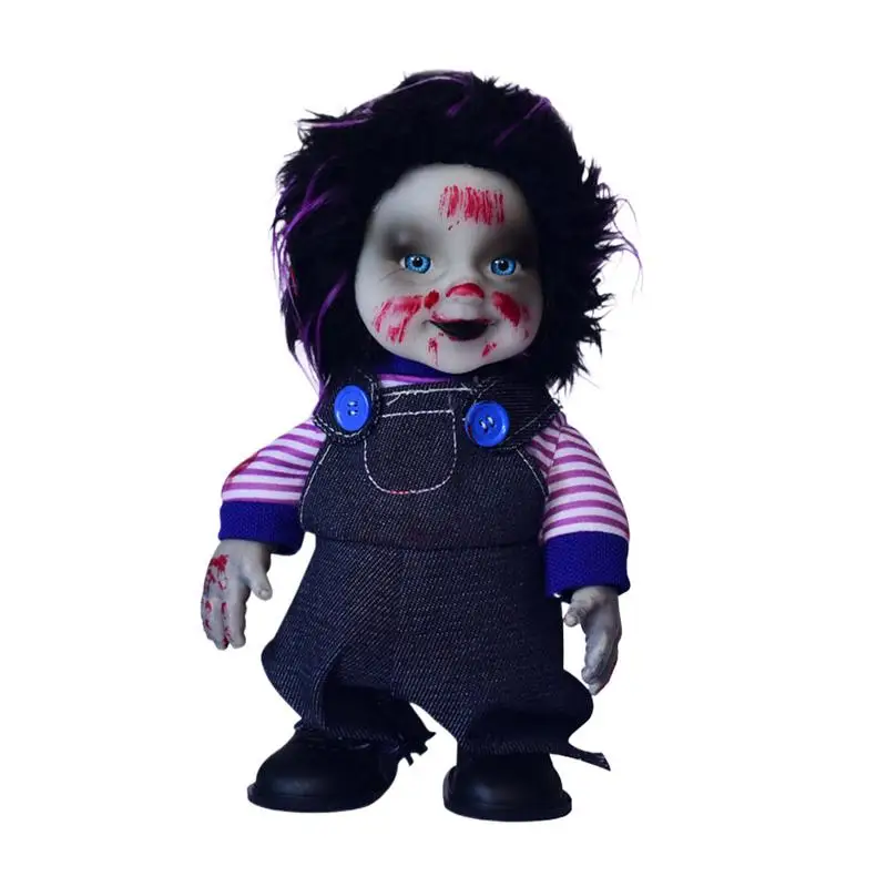 Creepy Doll Animatronic Animatronic Girl Doll Halloween Decorations Light Up Eyes Spooky Decoration Doll Sound Activated Creepy