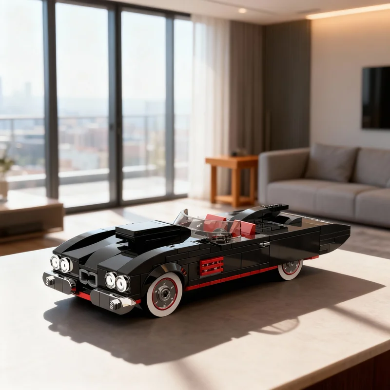 

221 деталь MOC Винтажный Бэтмобиль: Модель для сборки «Городские чемпионы», конструктор, рождественский подарок, креативная развивающая игрушка, идея для творчества, кирпичики