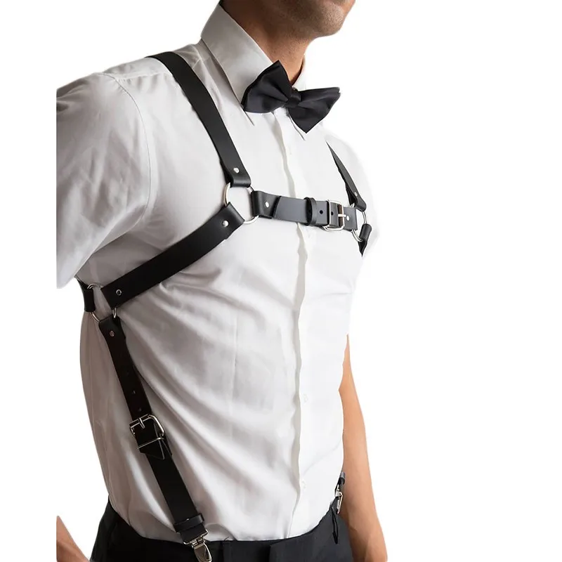 New Mens Leather Suspenders Harness Chest Strap Duckbill Clip Body Restraint Versatile Outfit Erotic Fetish Bdsm Accessories