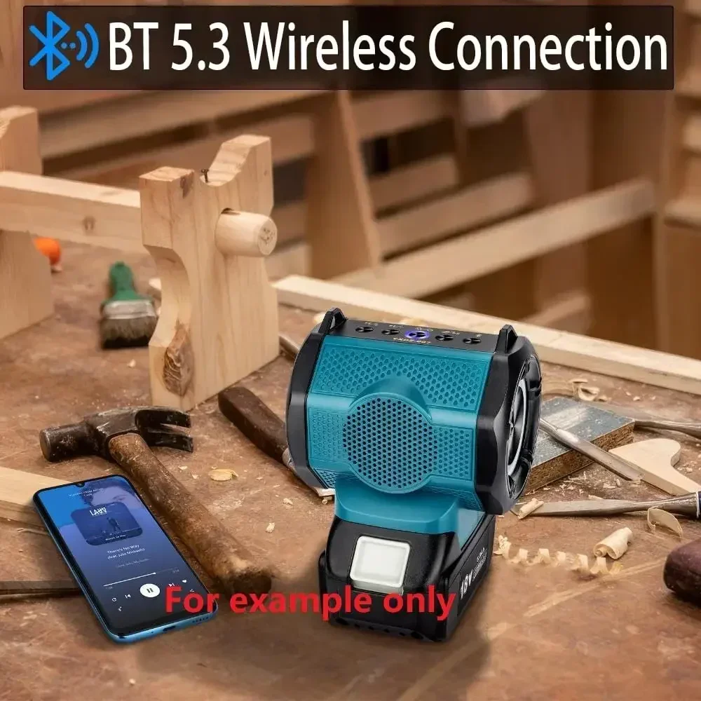 For Bosch 18V Batteries Portable Bluetooth Stereo Rechargeable Compact Speaker with USB Port for Home and Parties（No Battery)