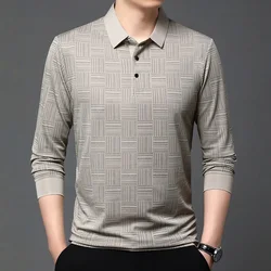 New Men's Business Casual Long Sleeved Shirt Solid Color Polo Shirt Fashionable Breathable Comfortable Versatile Top