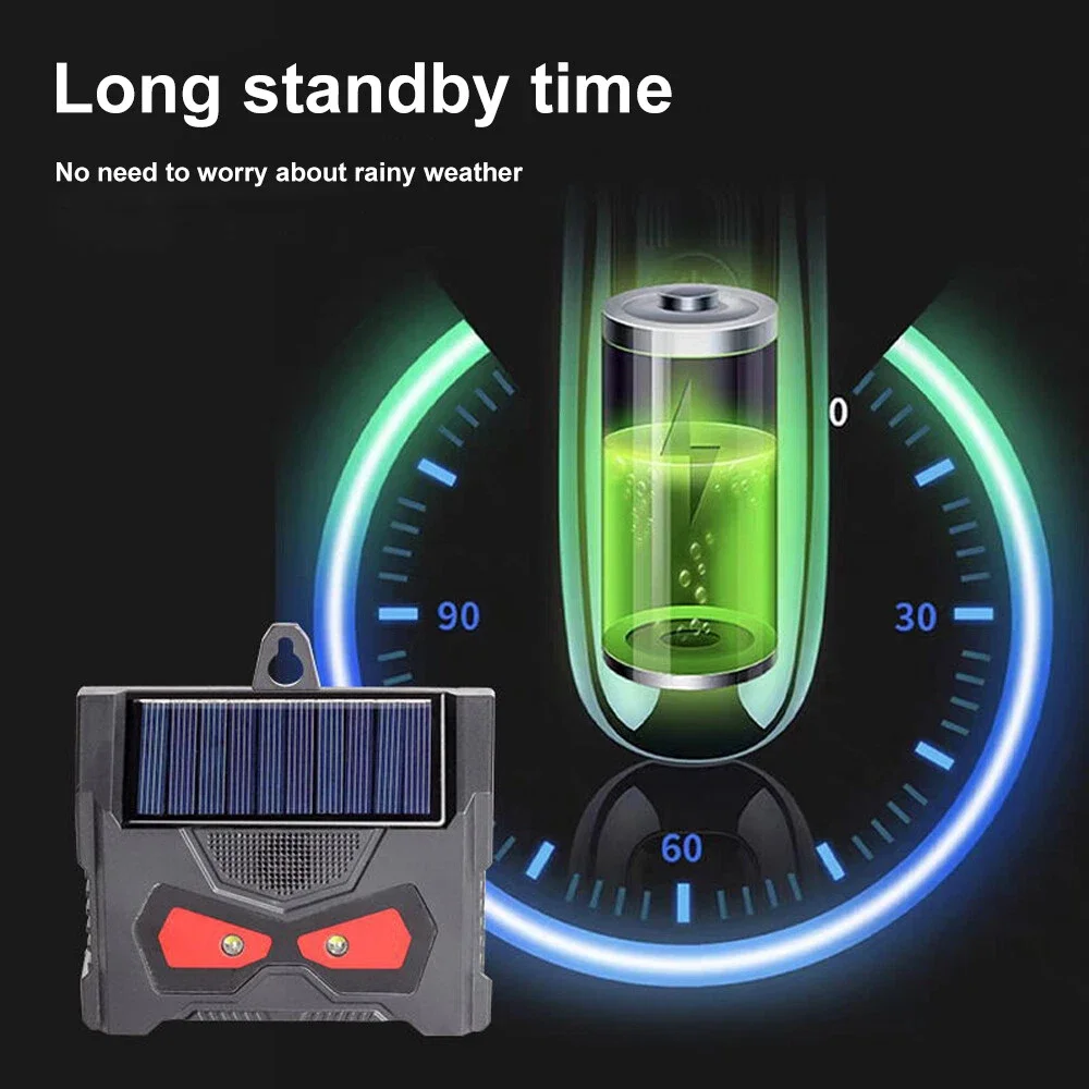 2 Stück solarbetriebene Tierabwehrgeräte mit roten und weißen LED-Blinklichtern, effektive Kontrolle für Hunde, Wiesel, Mäuse, Vögel, für den Außenbereich. – Detail 5