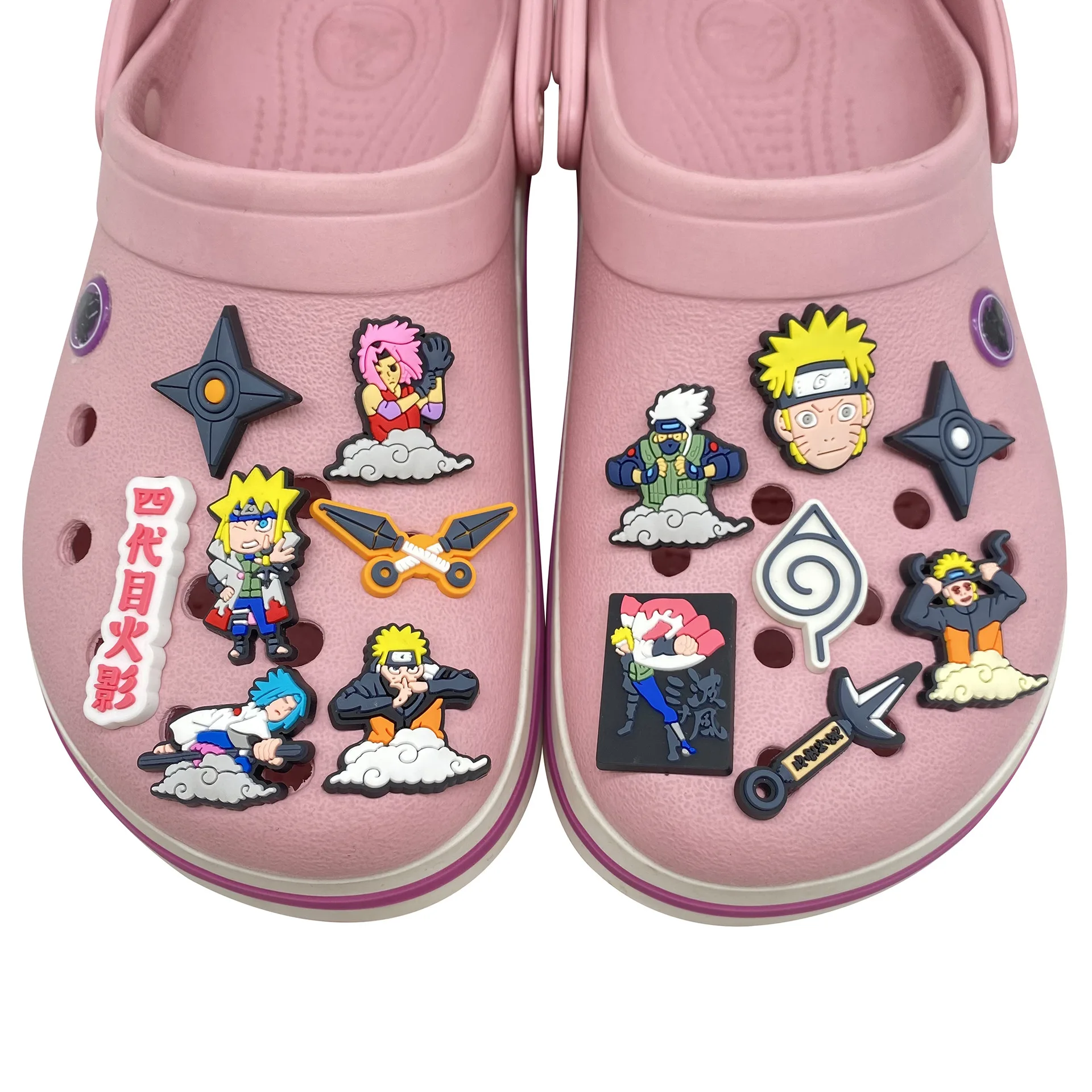 14Pcs Set New Anime Naruto Cartoon Shoe Charms Soft Rubber Clog Pins For Slides Sandals Decor Custom DIY Accessories No MOQ