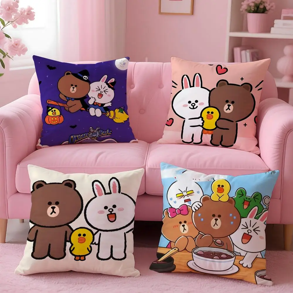 Cute LINE Friends Kissenbezug, bequemer, wendbarer Kissenbezug, ideal für Auto, Sofa, Schlafzimmer und darüber hinaus