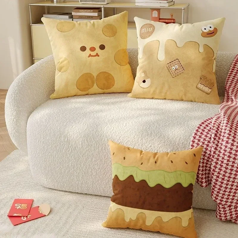 Food Themed Cartoon Pillow Covers Pattern Cushion Cover Suitable For Sofa Bedroom Car Pillow Cover