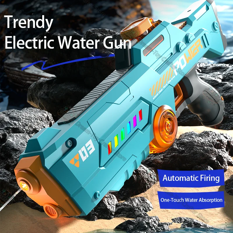 ปืนฉีดน้ําไฟฟ้าของเล่นสําหรับเด็กดูดอัตโนมัติความจุขนาดใหญ่ Blaster พร้อมแสงกลางแจ้ง Splash Soaker ยิงเวลาเล่นสนุก
