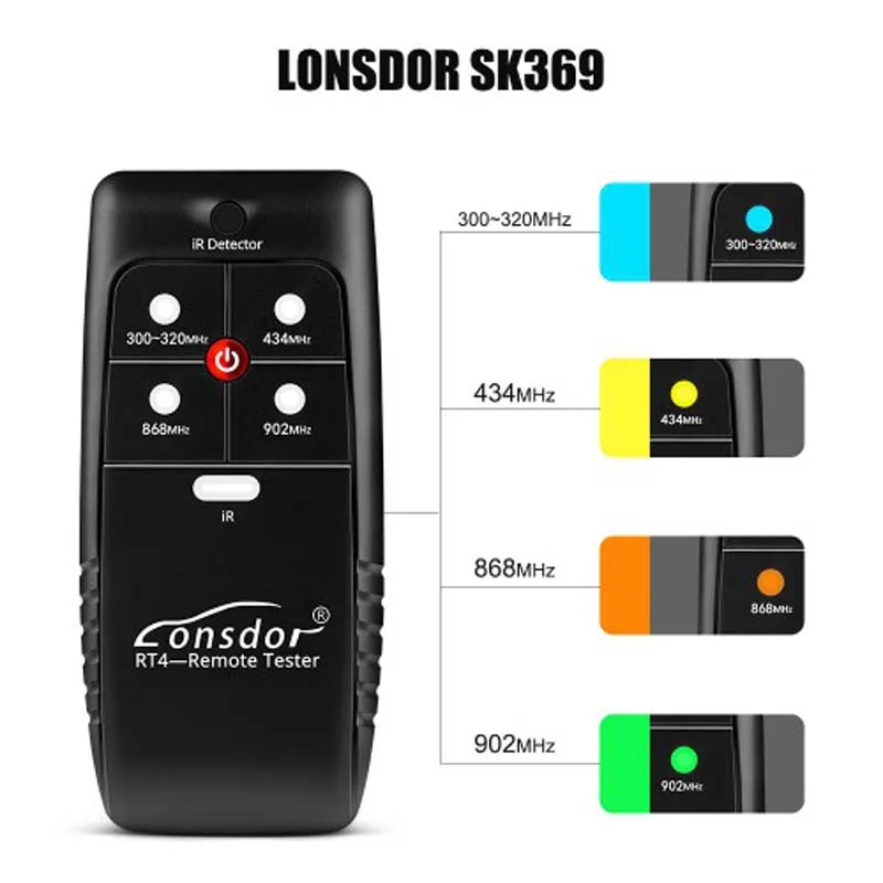 

Lonsdor Auto Car Remoter Testing Frequency 868mhz 433mhz 902mhz 315mhz Key Remote Control Tester Lonsdor RT4 IR/FR