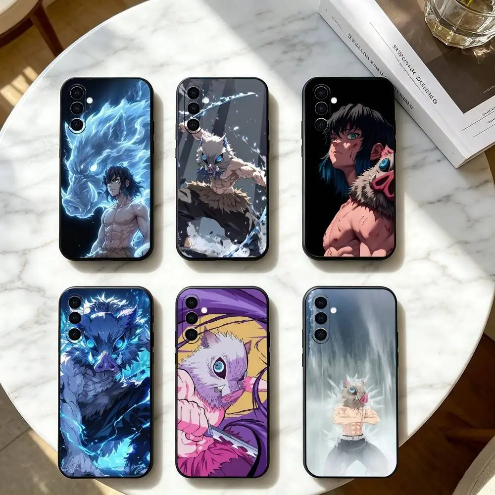 Anime Inosuke hashibira Demon Slayer Phone Case For Samsung Galaxy A73,A72,A71,A70,A53,A52,A51,Soft Silicone Black Cover