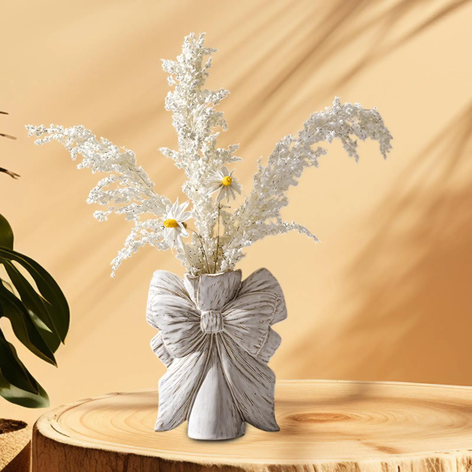 Keramikvase, niedliche Schleife, dekorative Blumenvase für Wohnzimmer, Küche, Innenbereich