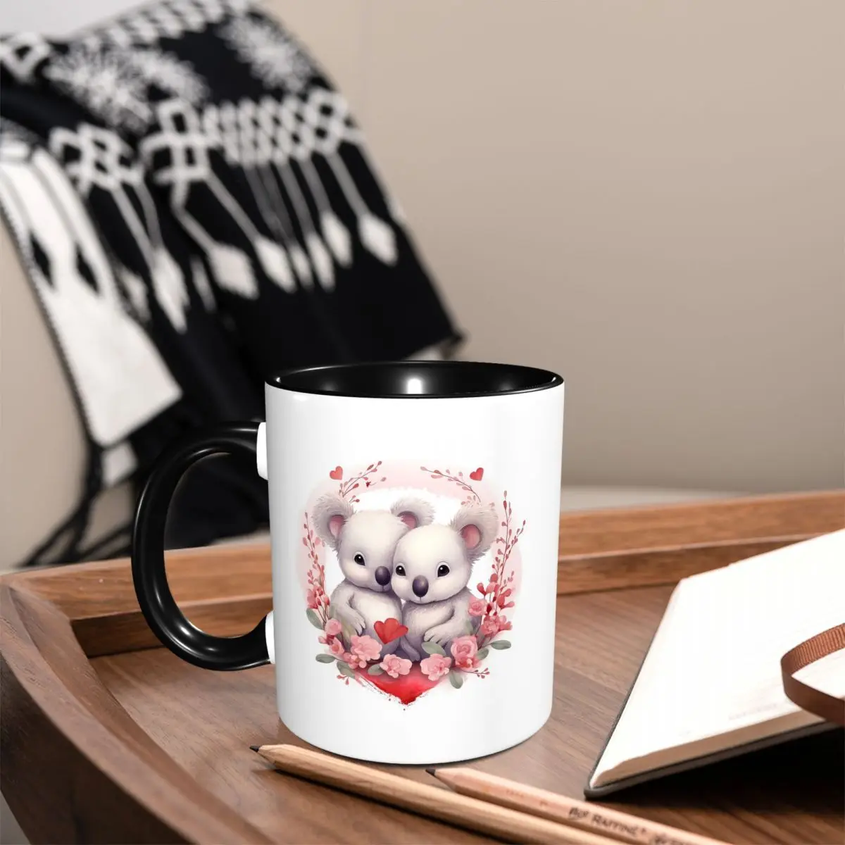 Valentine's Day Koala Bears In Love Mug Funny Ceramic Coffee Cups Tea Mugs Milk Cup Drinkware Gift for Woman Man