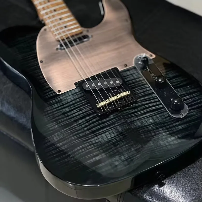 Wholesale High-end TL Real Flamed Maple Veneer Glossy Body Flamed Maple Satin Neck AlnIco V Pickup 22 Frets Chrome Guitar