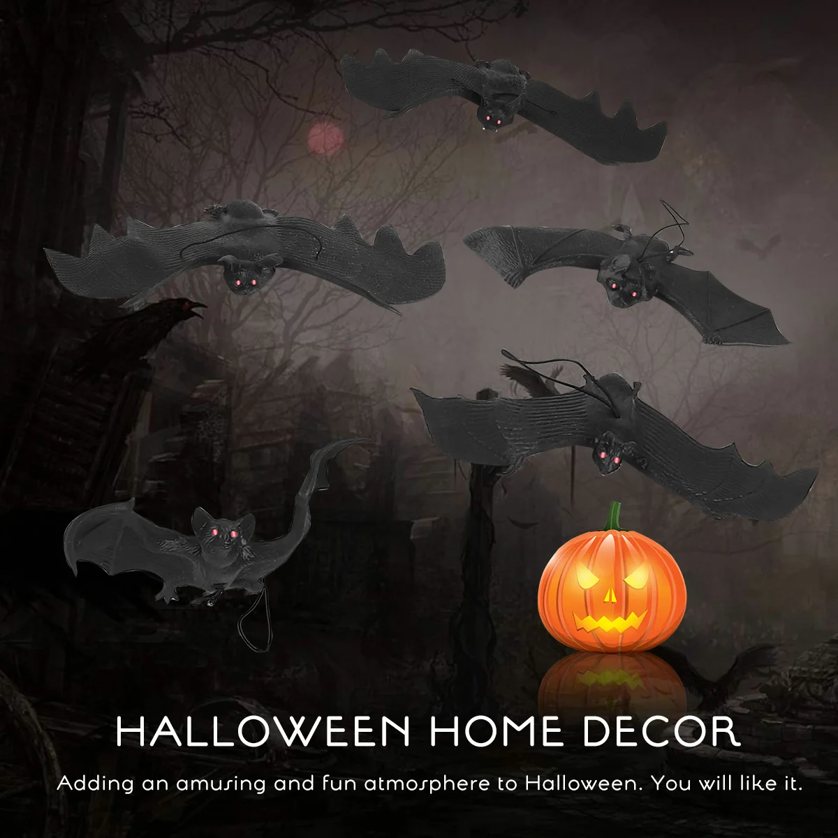 

5 Pcs Bat Ornament Soft Elastic Halloween Wall Decor Indoor Outdoor Party Home Creepy Atmosphere Long Service Life Toy