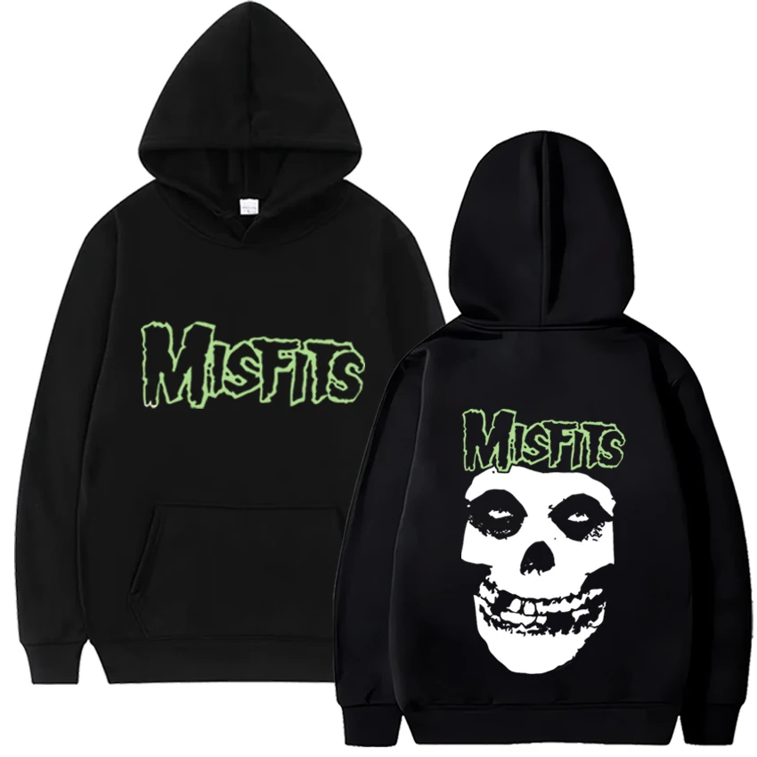 Horror Punk Misfits Skull Graphic Print Hoodie Gothic Harajuku Hoodies Fleece Cotton Clothes Women Men Rock Sweatshirt Pullover