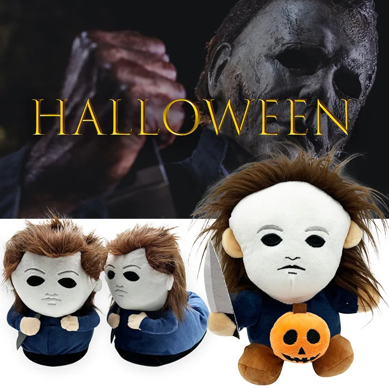 

Anime Michael Myers Killer Plush Toys Horror Plushies Slippers Halloween Stuffed Dolls Decoration Pillow Peluche Birthday Gifts