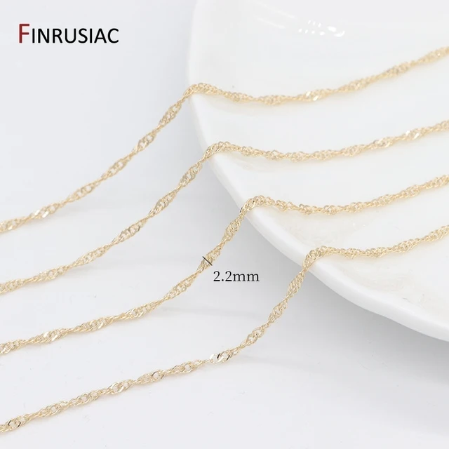 14K echt vergoldete 1,3 mm dünne Kette für DIY-Schmuckherstellung, Großhandel mit Messingketten, Zubehör – Detail 24