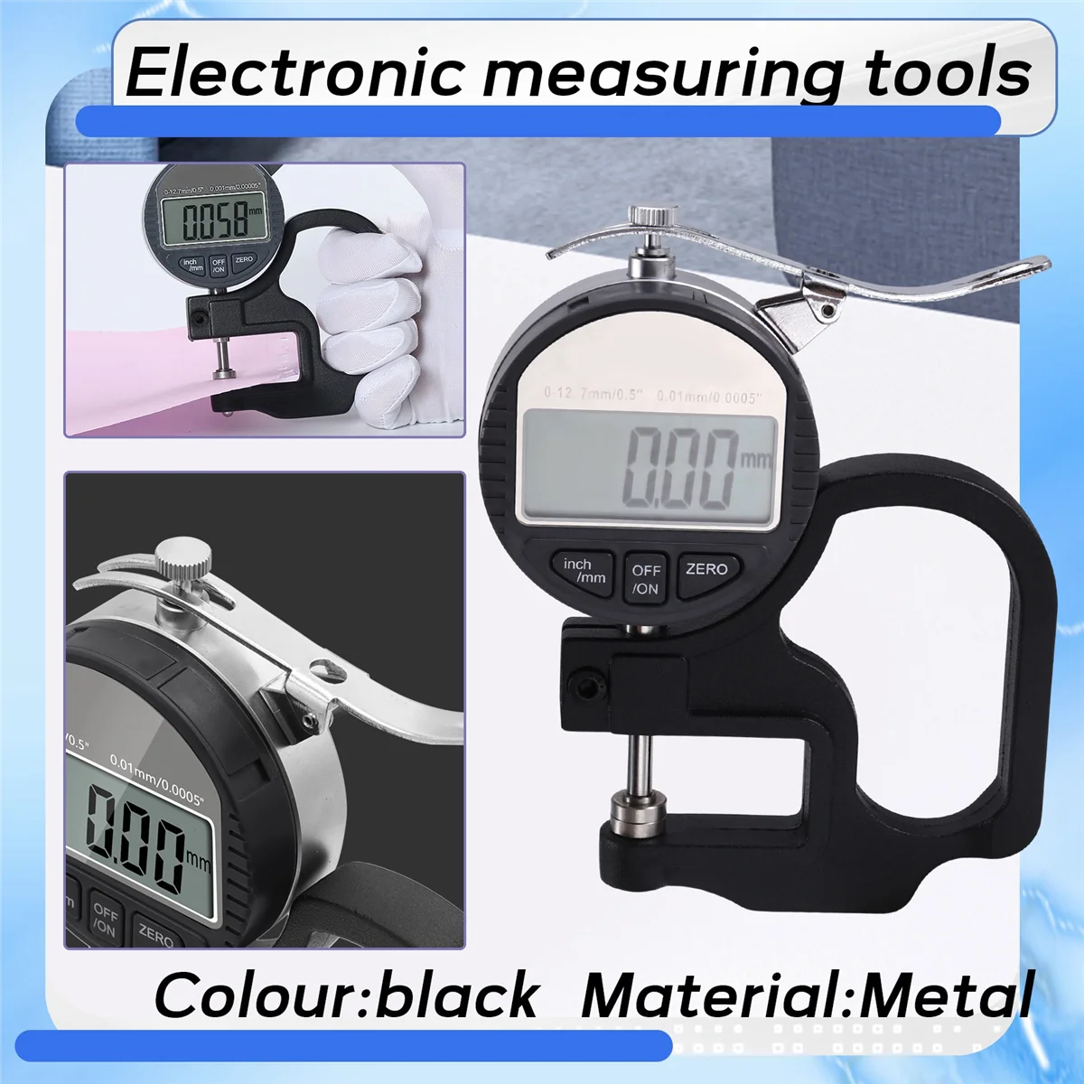 ABNJ Digital Micrometer Thickness Gauge High Precision Caliper Digital Display Thickness Gauge Metal Thickness Gauge 0.01mm