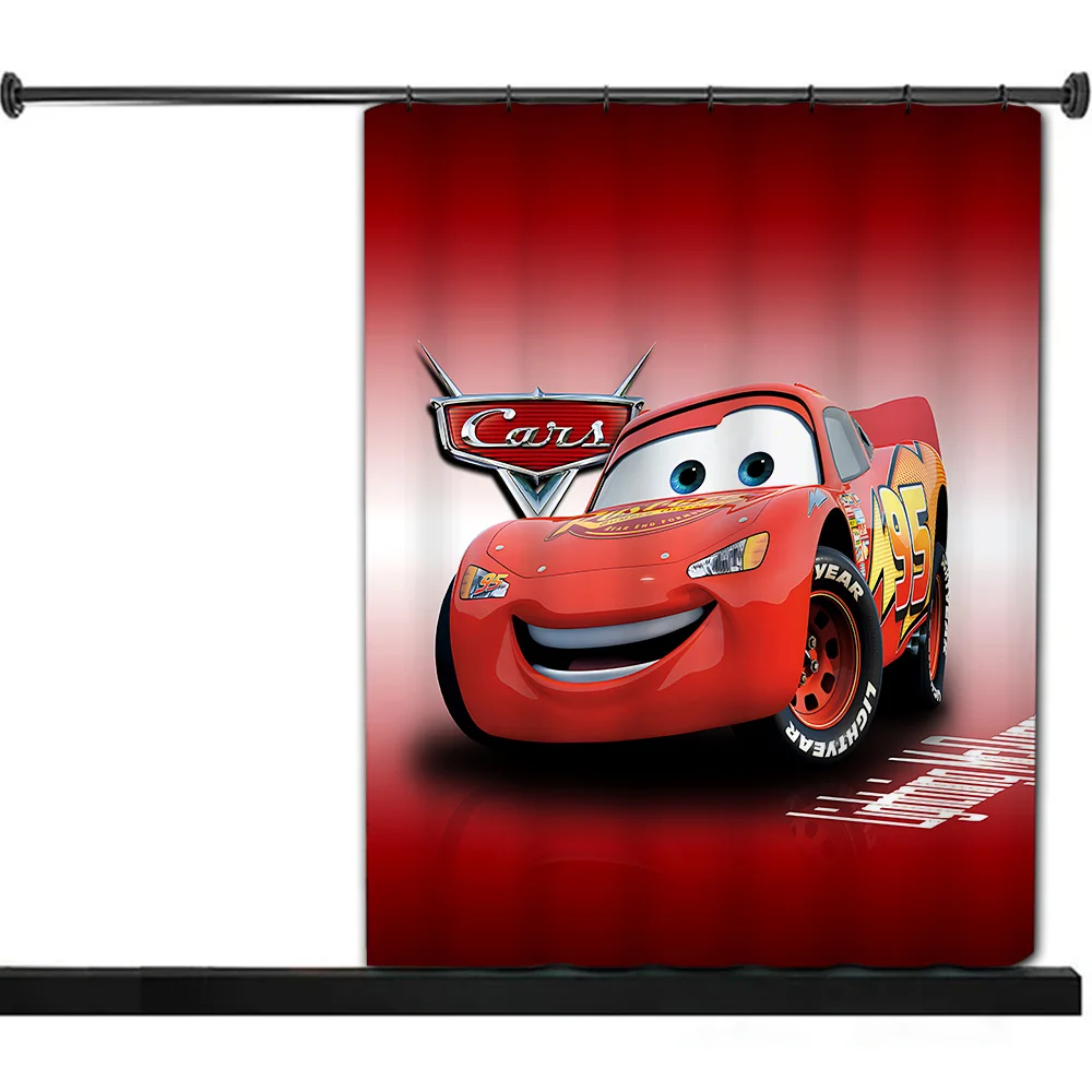 ม่านอาบน้ำ Lightning Mcqueen ม่านกันน้ำทำจากผ้าโพลีเอสเตอร์สีสันสดใสม่านตกแต่งห้องน้ำพร้อมตะขอ