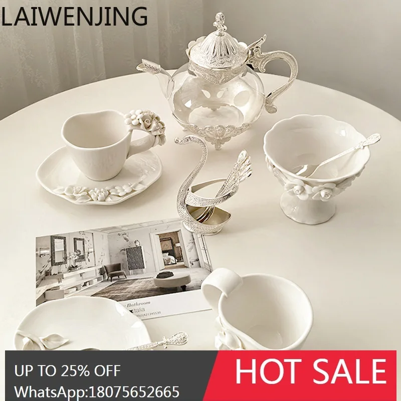 MJY Three-Dimensional Floral Ceramic Coffee Saucer High-Value Hand-Pinched Mug