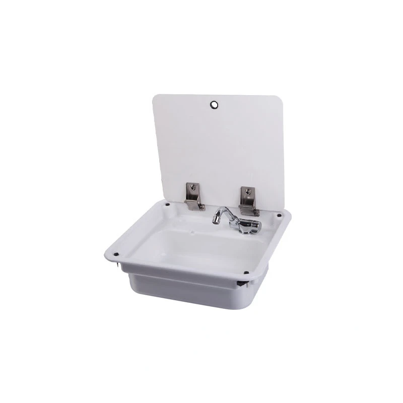 White Acrylic Sink with Lid Top with Faucet Apply To Boat Caravan RV Camper 445*400*140mm Anti-corrosion Anti-rust Easy Clean