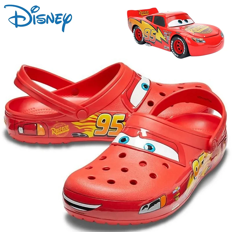 

Disney Mcqueen Shoes Lightninged Mcqueens Pixar Solid Waterproof Slippers Outdoor Sandals Casual Breathable Ankle-wrap Eva Gift