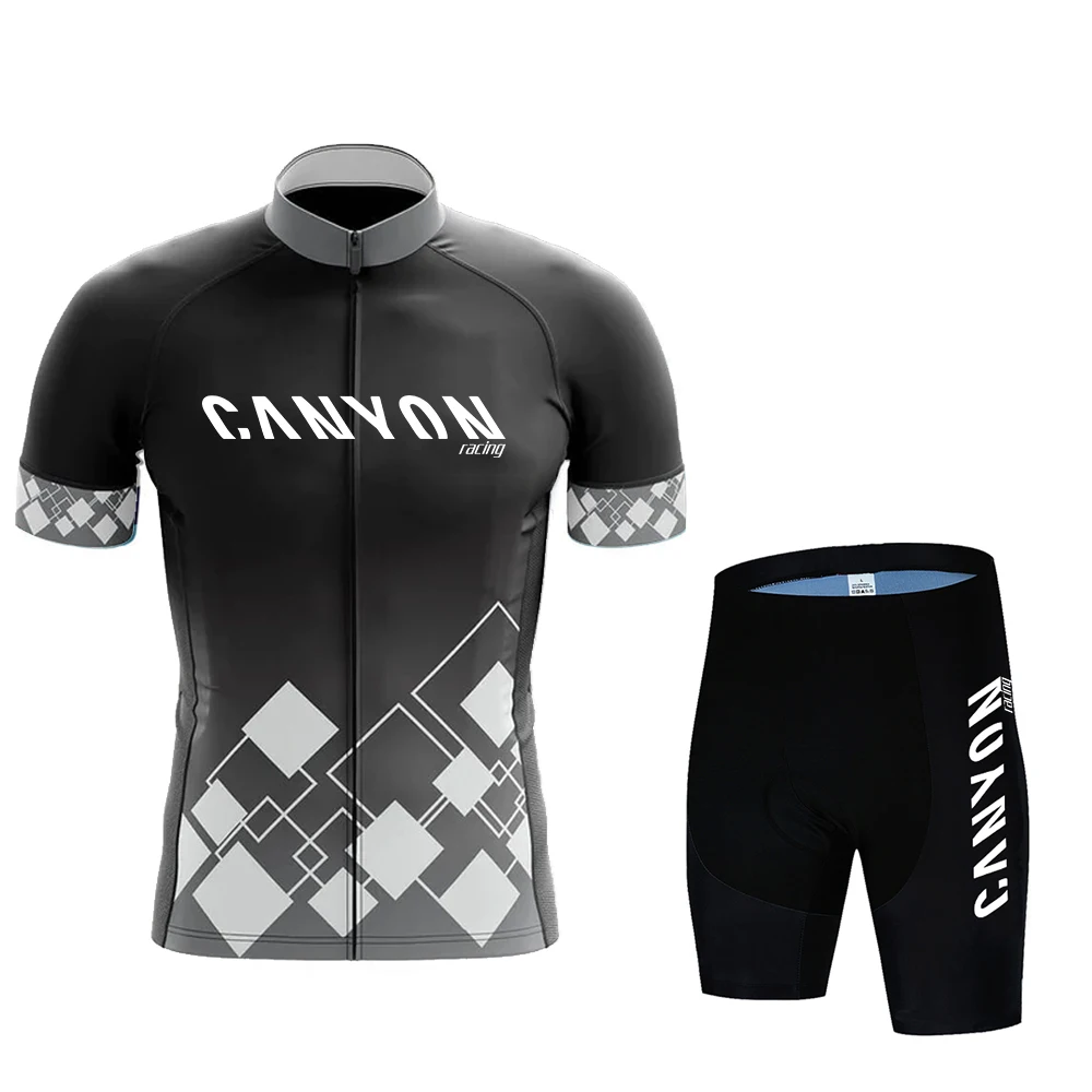 Cycling suit set men's cycling short sleeved jersey shoulder strap shorts mountain bike jersey CANYON TELEYI