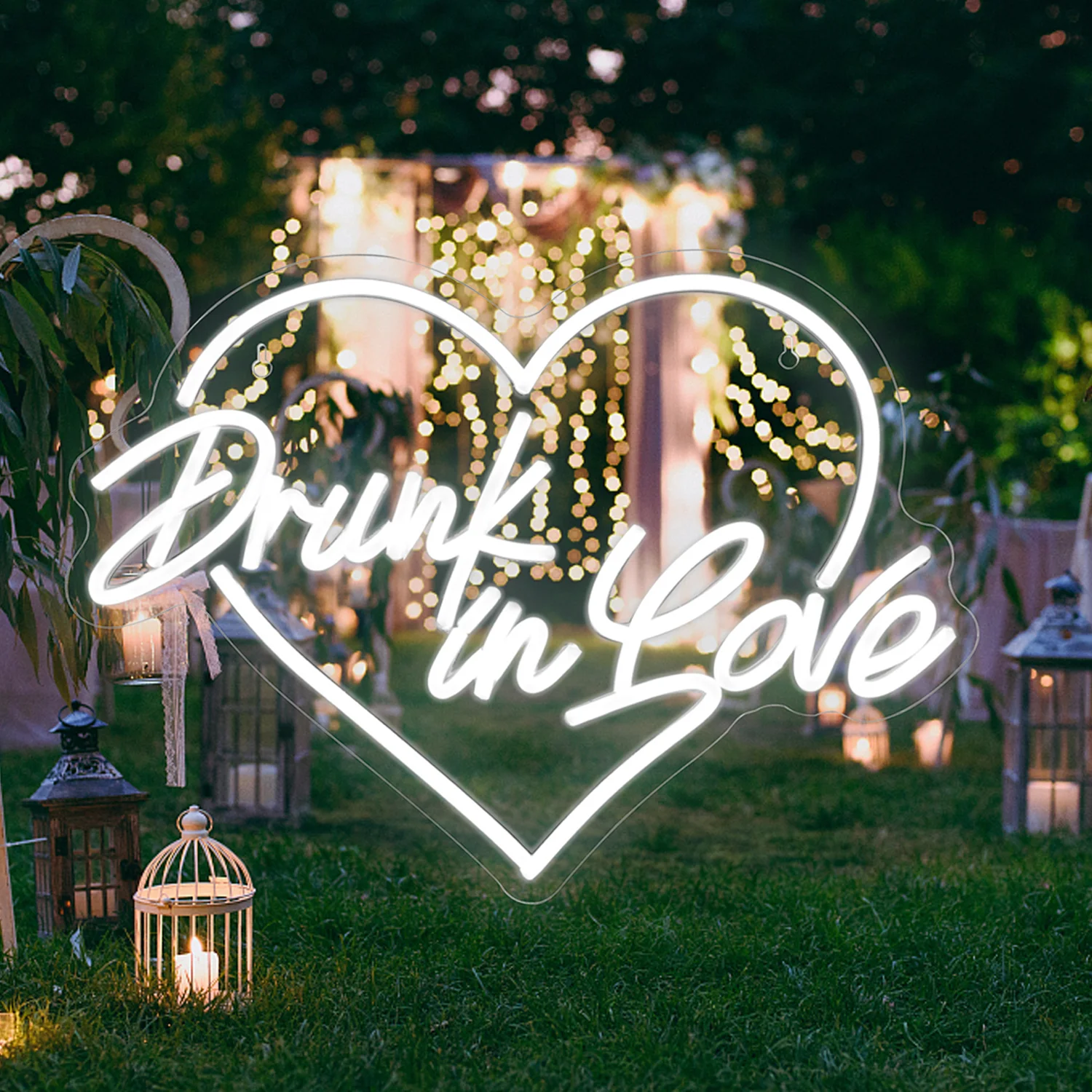 Drunk In Love LED Neon Sign USB Heart Art Wall Lamp Aesthetic Room Decoration For Wedding Home Bars Bedroom Party Accessories