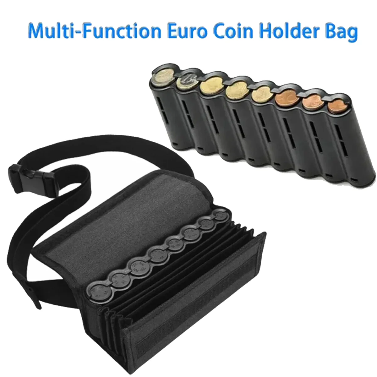 Multi Pockets Coin Storage Bag 8 Slots Coin Holder Dispenser Driver Waist Wallet Purse for Cash Coins Organizer Safe