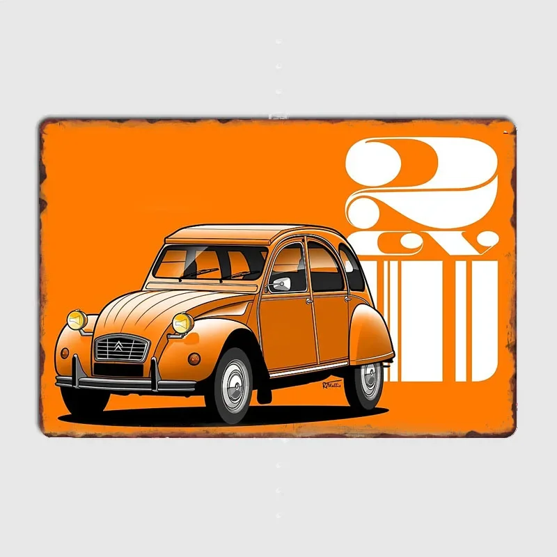 

Deux Cheveux 2CV 3/4 outline graphic Retro Posters Metal Poster Pub Sign Garage Club Bar Indoor Wall Room Decoration Home Decor