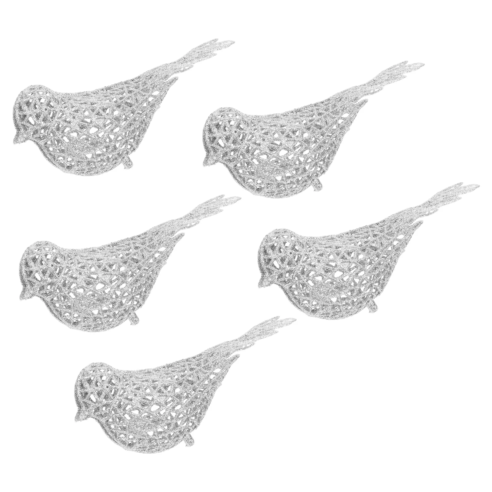 

5 Pcs Christmas Decorations Outdoor Bird Birds Tree Wreath Ornaments Silver for Child