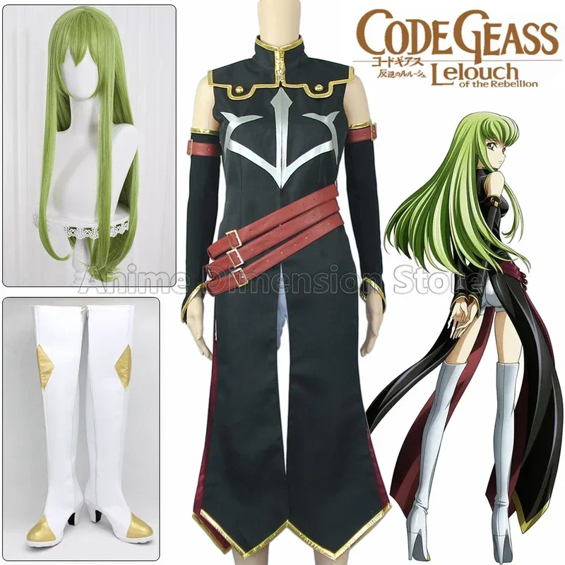 Anime Code Geass Queen CC Cosplay Costume Halloween Carnival Witch Black Uniforms Women Battle Suit Stocks Full Set Custom Made