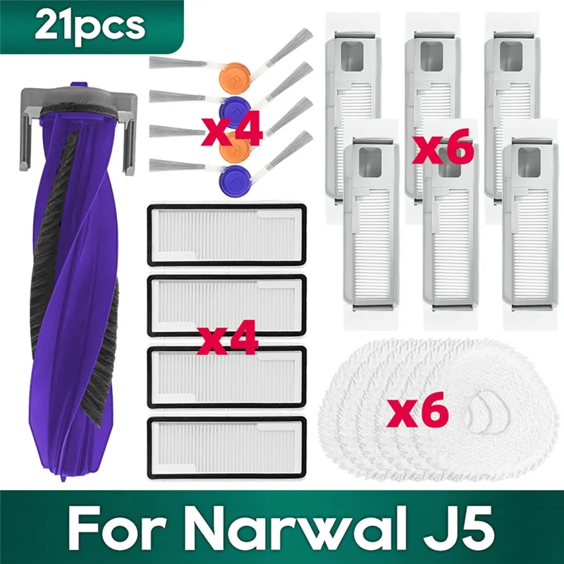 

COME для Narwal J5, аксессуары, основная боковая щетка, фильтр Hepa, мешок для пыли, тканевые запасные части для швабры