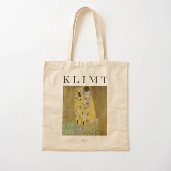 The Kiss Gustav Klimt Exhibition Pos  Canvas Bag Shopper Printed Casual Grocery Fabric Shoulder Bag Fashion Reusable Handbag