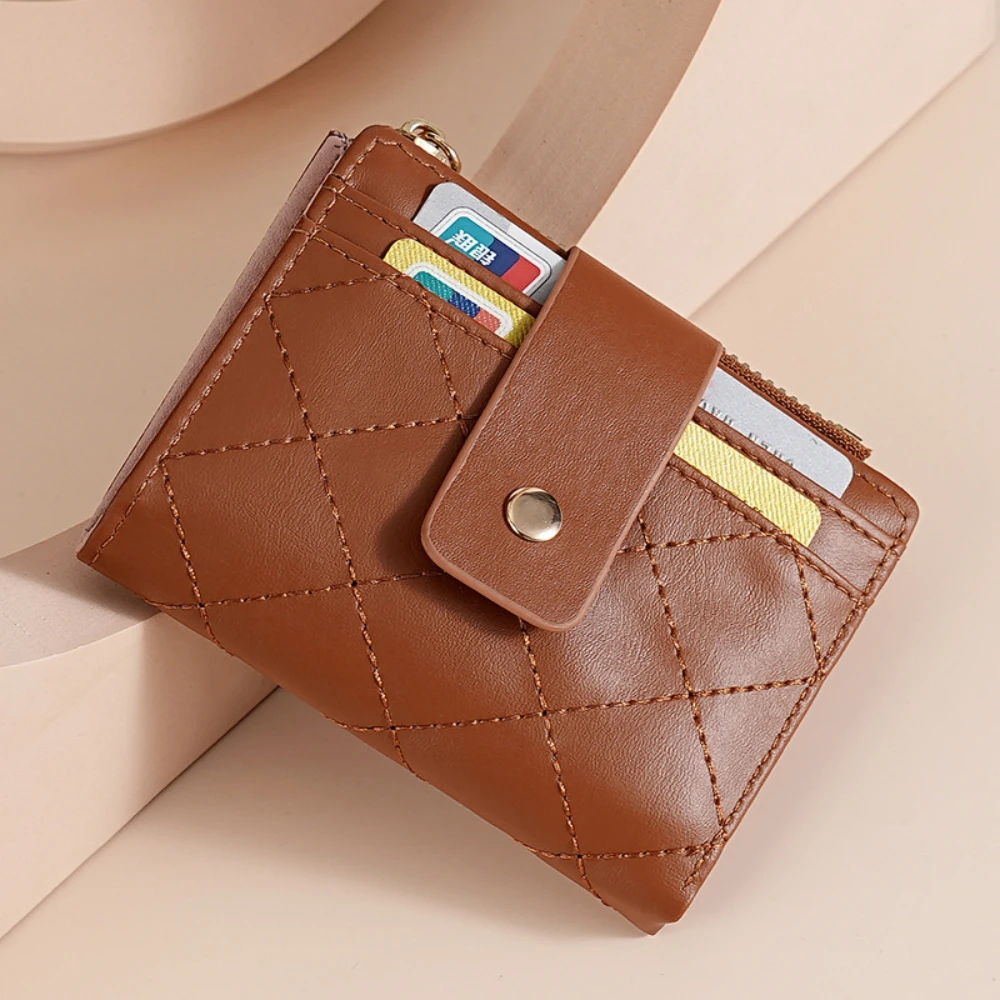 New Women's PU Leather Wallets Female Purse Mini Multi-Cards Holder Zipper Short Wallets Slim Small Wallet with Pocket Coin Bag