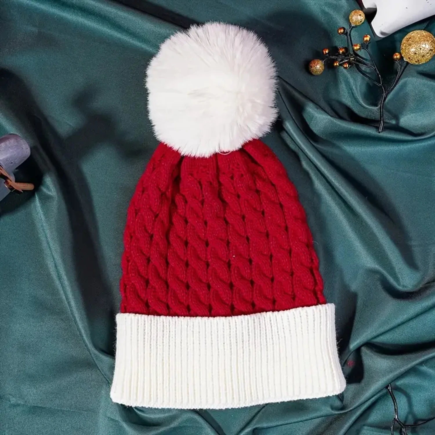 Christmas Knitted Hat For Kids Xmas Beanie With Pompom Winter Crochet Hat Holiday Hat