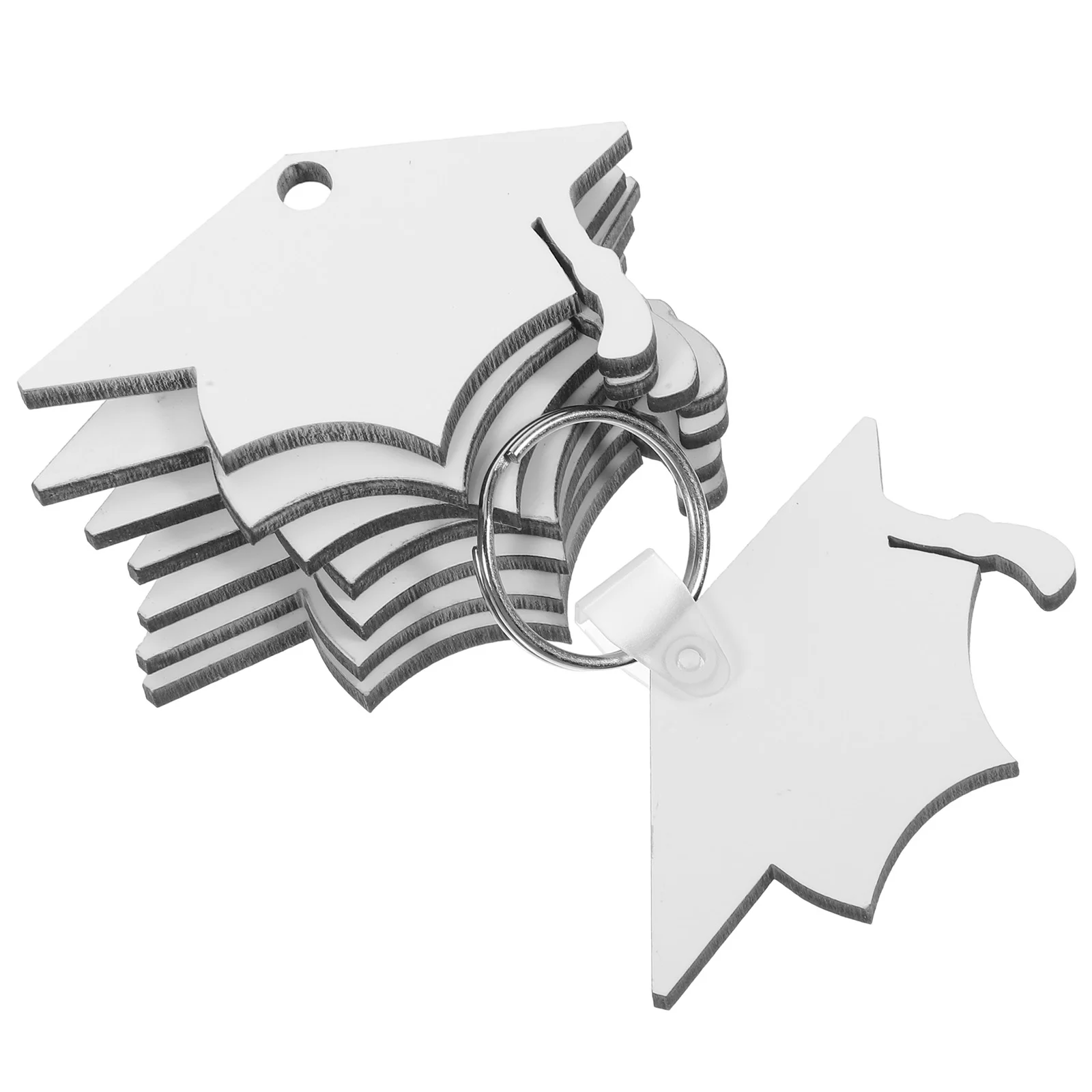 8Pcs Sublimation Grad Hat Keychain Charms Grad Pendant Sublimation Pendant For Graduation Crafts blank keychain