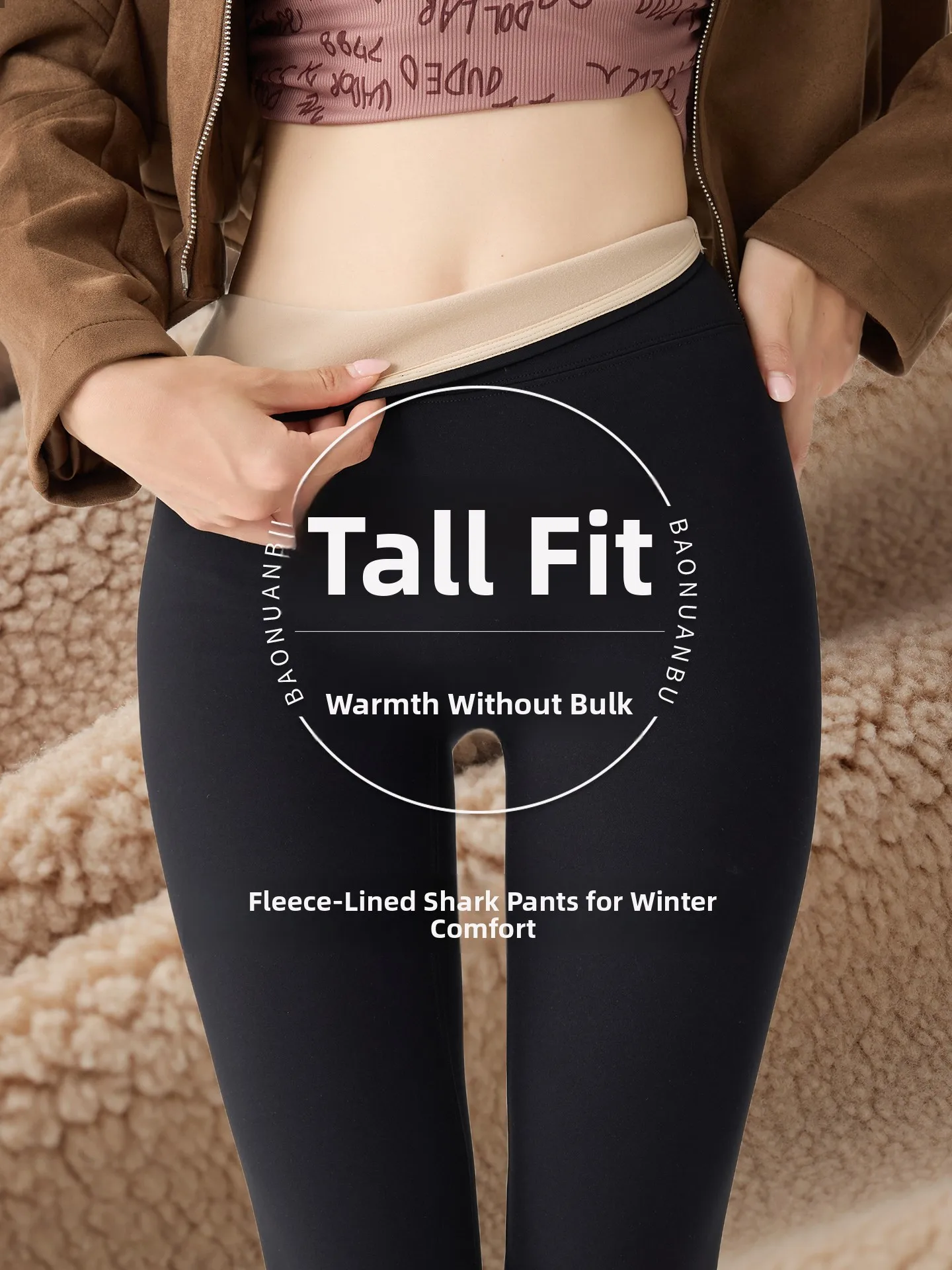 plus Size Fce Lined ark Pants Women's High Waist Long Yoga Pants Slimming Tummy Control Butt Lifting Base Layer Trousers