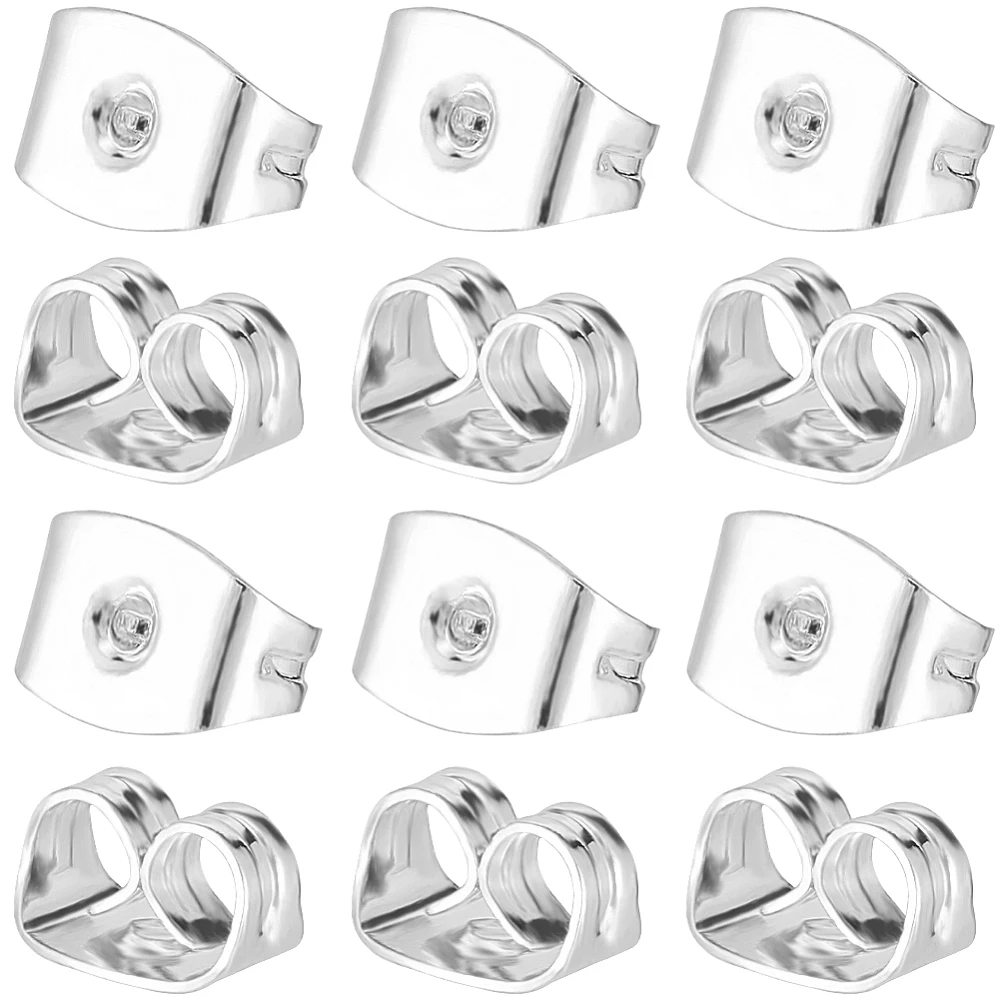 100Pcs Butterfly Earring Backs 925 Sterling Silver Plated Brass Friction Locking Earring Backs Replacements Secure Ear Nuts