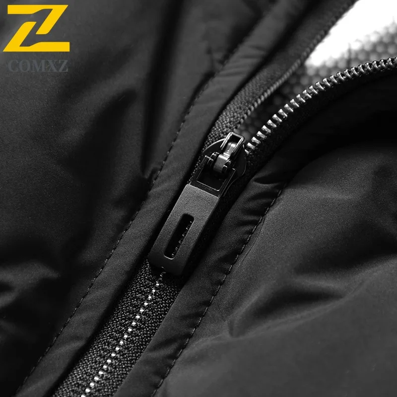 COMXZ Windproof Lightweight Down Jacket Thick Stand Collar Skiing Parker Coat Streetwear Comfortable Winter Jacket Men Clothing