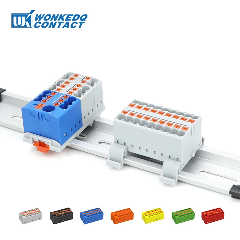 Distribution Block PTFIX 2.5mm² 2/4/6/7/12/13/18/19 Connection Push-in Electric Power Terminal Block Connector Mount on Din Rail