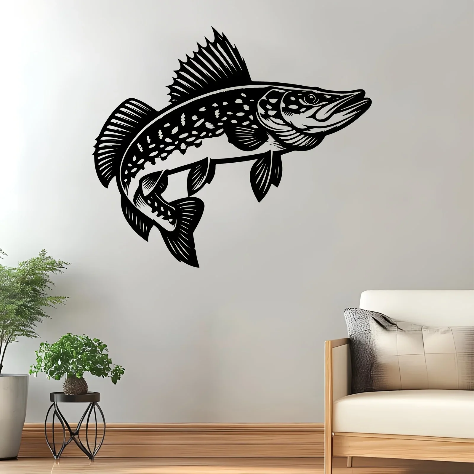 Pike Fish Metal Wall Art, Rust‑Resistant Patio Garden Decor, Fishing Theme Gift for Anglers