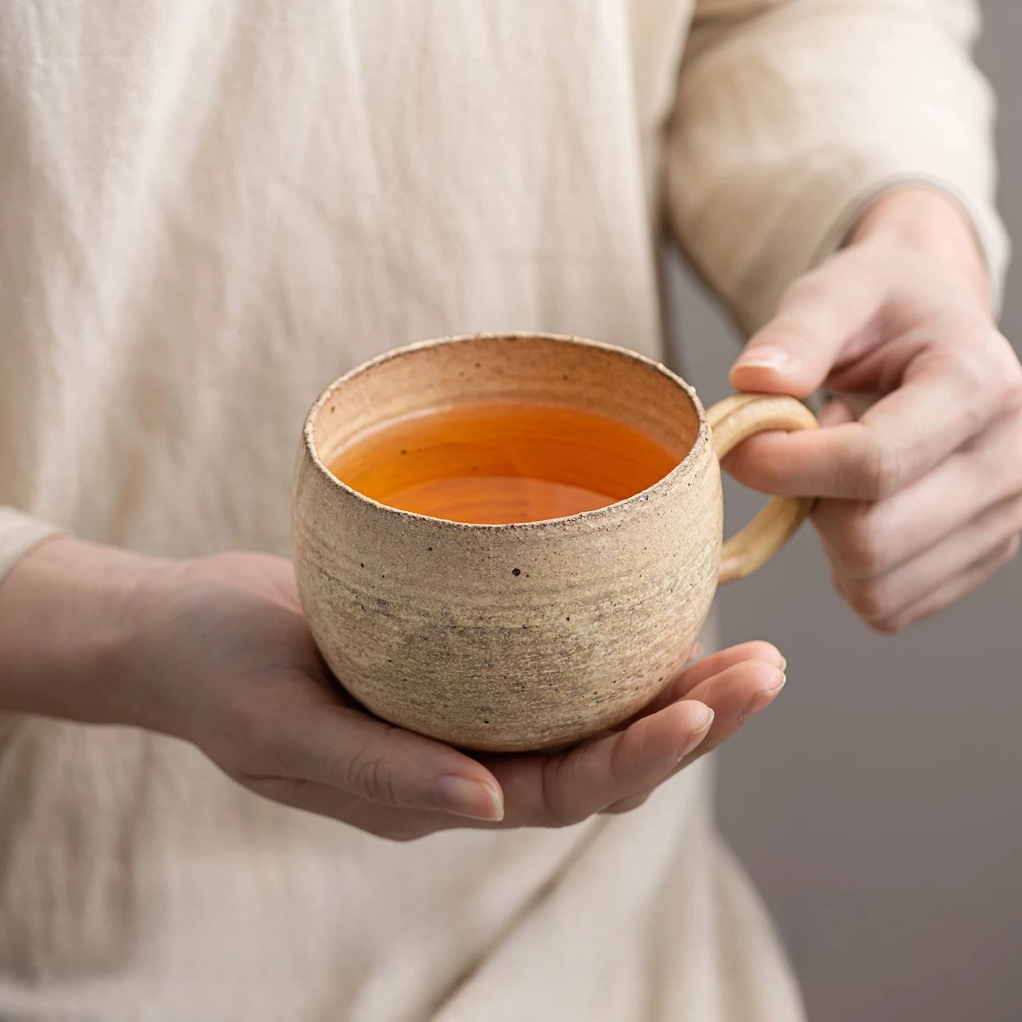 Pure handmade powder coarse pottery coffee cup retro style ceramic exquisite latte cup creative mug good-looking cup