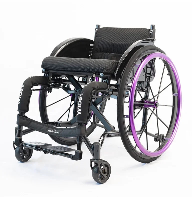 

Super Lightweight Sports Wheelchair 24 Inch Aluminum Alloy Folding Manual Wheelchair for Adults