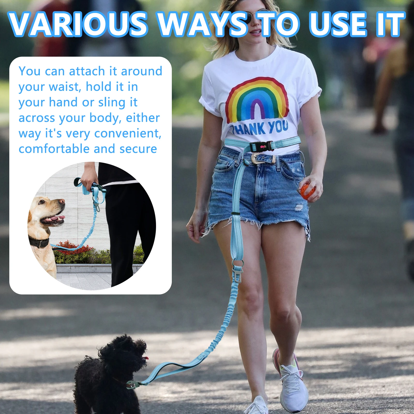 Hand Free Dog Leash for Pet Reflective Adjustable Dog Leash for Walking Safe Waist Belt Chest Strap Traction Rope Dog Accessory