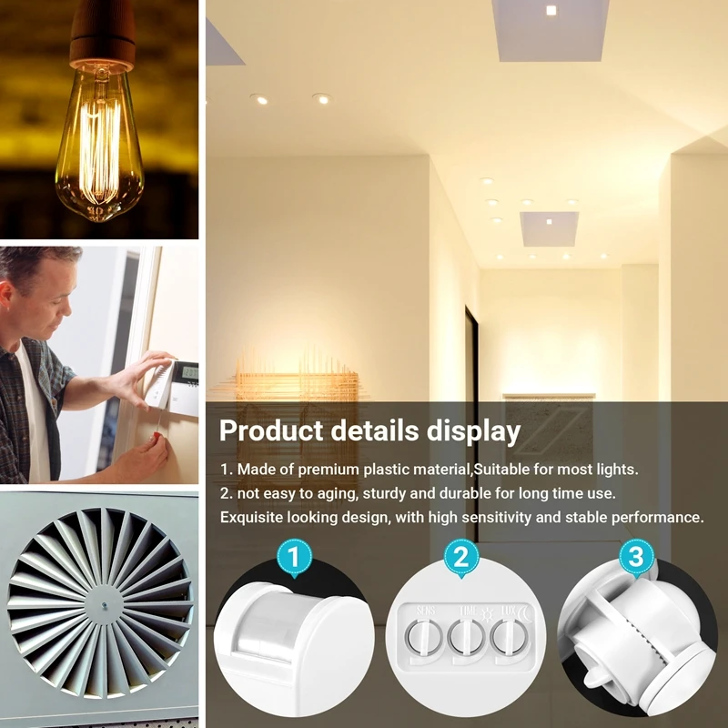 Полный инфракрасный датчик движения AC110V-240V Регулируемый сенсорный переключатель для PIR-датчиков движения тела для нескольких сценариев (белый)