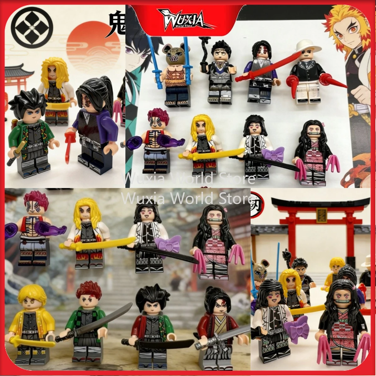 

Demon Slayer Anime Figures Kamado Tanjiro Agatsuma Zenitsu Hashibira Inosuke Kamado Nezuko Assembly Bricks Boy's Toys